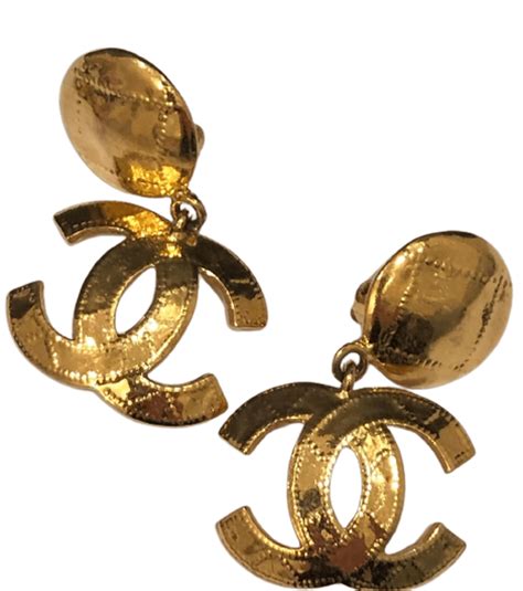 gold chanel logo earrings